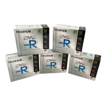 Fuji DVD-R Lot 5 Packs 10 per Pak w Jewel Cases Fujifilm 120 Min. 4.7G New - £39.50 GBP