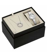 Bulova 96X154 Stainless Steel Ladies Watch and Crystal Halo Pendant Set  - $59.99