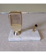CB RADIO MICROPHONE Marble Mid Century Modern Desktop Swivel Pen Holder - $37.39