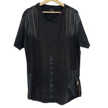 Krome + Tee XL black t-shirt shorts sleeve zippers mens streetwear - £15.57 GBP