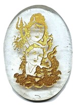 Palm Stone Natural Quartz Shiva Parvati God Goddess Hindu Carved Gemston... - £12.78 GBP
