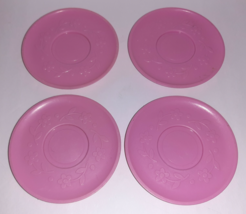 Fisher Price Fun w/Food 4 Pink Saucers for Tea Set 2009 2131 Floral Desi... - $7.92