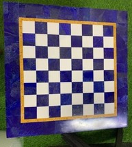 Marble Side Chess Coffee Table Top Random Lapis Lazuli Inlay Patio Decor E1333 - £552.53 GBP+