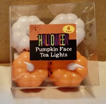 Halloween Tea Lights Pumpkin Face 4 Pack LED Battery LR41 Table Decor NI... - $74.05 MXN
