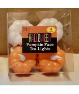 Halloween Tea Lights Pumpkin Face 4 Pack LED Battery LR41 Table Decor NI... - £2.31 GBP