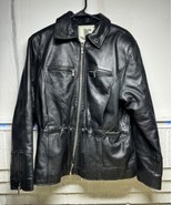 VTG JLC Womens Black Leather Jacket Coat Full Zip Ladies Size Medium Fal... - $552.52 MXN