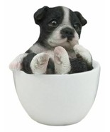 Realistic Mini Boston Terrier Teacup Statue 2.5&quot;H Pet Pal Tuxedo Gentlem... - £15.00 GBP