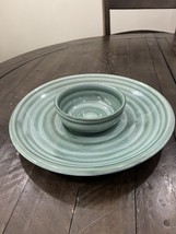 Louisville Stoneware Pottery Green Circle Swirl Chip n&#39; Dip Tray Kentuck... - $1,486.47 MXN