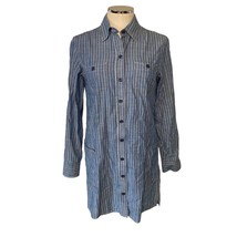 Lucky Brand Stiped Chambray Denim Jean Long sleeve Button Down Shirt Dre... - $32.01