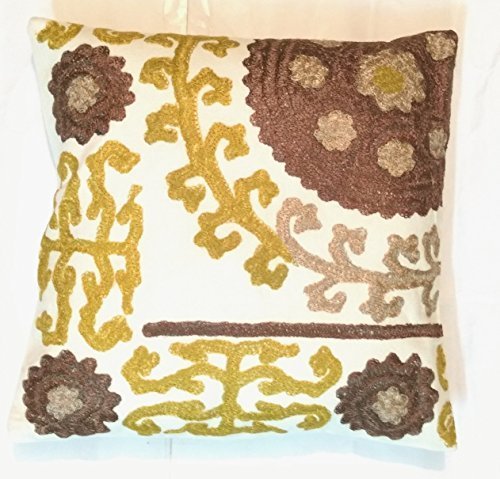 Traditional Jaipur Suzani Pillow, Indian Cushon Cover 16x16, Decorative Throw Pi - $19.59