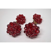 Christmas Bauble Clip on Earrings Red Balls Beaded Plastic Tacky Xmas Jewelry - £18.87 GBP