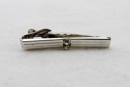 Silver Tone Tie Bar Vintage with a Pair of White Rhinestones Mounted - S... - £7.79 GBP