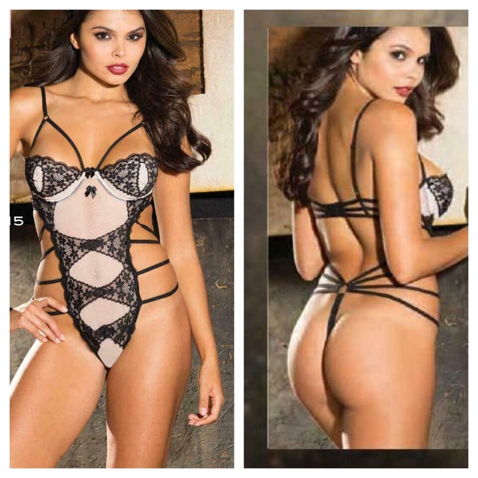 UNDERWIRE STRAPPY BACK TEDDY BEIGE BLACK O RING DETAIL SIZE MEDIUM 10-12 - $14.69