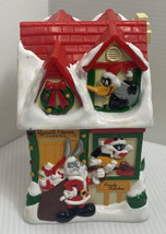 Looney Tunes Christmas House Hard Plastic Piggy Bank 1997 Bugs Sylvester... - $7.24