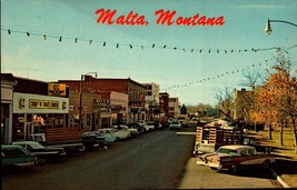 Malta, MT  Chrome Postcard, Front Street, Downtown, Montana Mont bk57 - £4.65 GBP