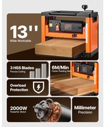 VEVOR Thickness Planer Three-Blade Power Benchtop Planer Woodworking 200... - $437.99