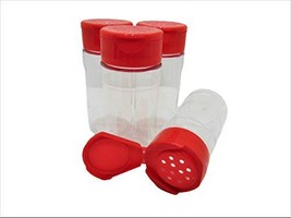 Medium 4 OZ Clear Plastic Spice Container Bottle Jar With Red Cap- Set o... - £8.05 GBP
