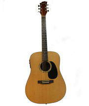 Acoustic Electric Dreadnought Guitar Art Deco With Hard-shell Guitar Case New - £180.32 GBP