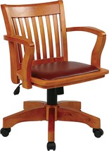 The Deluxe Wood Banker&#39;S Desk Chair From Osp Home Furnishings Has A Padd... - £175.59 GBP