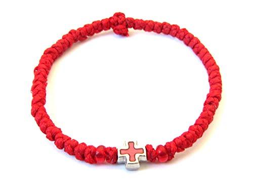 Iconsgr Handmade Christian Orthodox Komboskoini Chotki Prayer Rope Bracelet Red