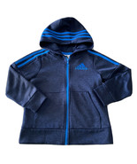 Adidas Boys Blue Long Sleeve Full Zip Sweatshirt Striped Hood Top Sleeves 5 - $20.14 CAD
