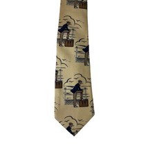 Robert Talbott Men&#39;s Silk Neck Tie Necktie Yellow Man Wharf Smoking Pipe... - £10.79 GBP