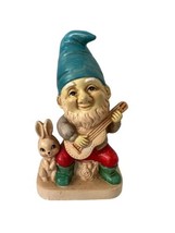 Vintage HOMCO Ceramic Gnome Musician Guitar Bunny 5201 Hand Painted Japan - £9.20 GBP