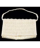 White Beaded Handbag Purse Sequins Used Beads  - £6.77 GBP