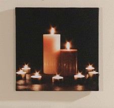 Candles and Tealights Framed Canvas Lights Up 11.8" x 11.8" Cozy Warm Comfort