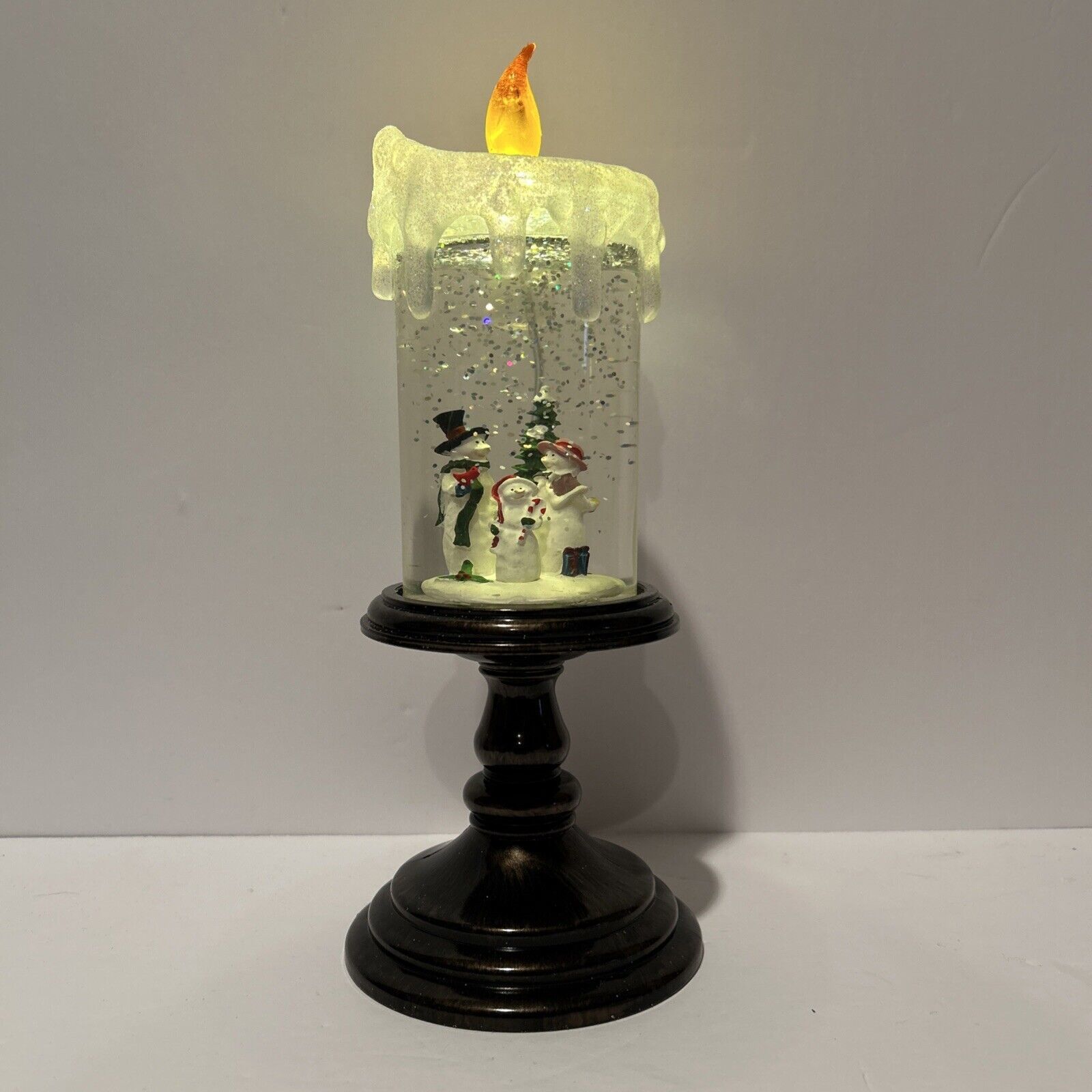 Christmas Snow Globe Candle Battery Operated Lighted Flameless 10.5&quot; Tall - $27.08