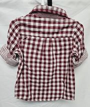 New Cat And Jack Burgundy Toddler Boys 2T Reversible Plaid/Stripe Flannel image 2