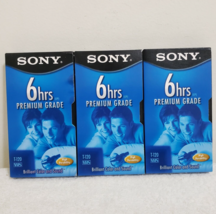 Sony Standard Grade T-120 6 Hrs Vhs Blank Video Tapes Lot Of 3 New Opened - $11.57