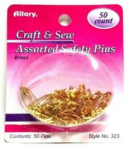 Lot of 2 Allary Style #323 Assorted Safety Pins, Brass, 50 Count - $8.89