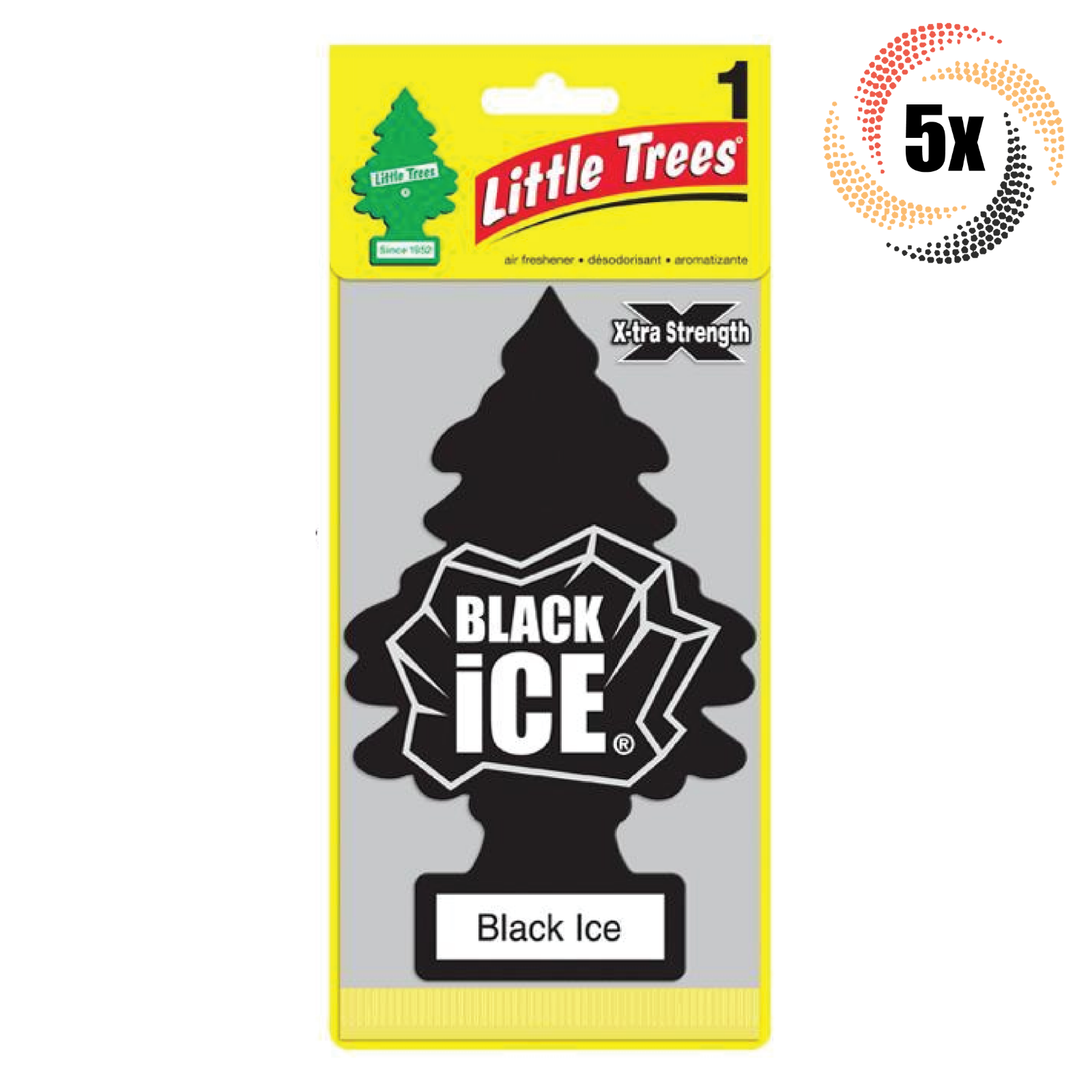 5x Packs Little Trees Single Black Ice Scent X-tra Strength Hanging Trees - $11.07
