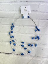 Charming Charlie Blue Costume Jewelry Earrings and Necklace Set Hypo Allergenic - £8.18 GBP