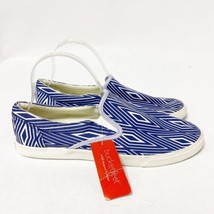 Bucketfeet Navy Blue White Diamond Geo Canvas Shoes Slip On Sneakers Womens 10 - £21.97 GBP