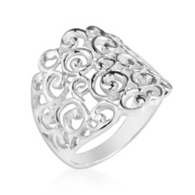 Clustered Spirals and Swirls Front Sterling Silver Ring-6 - £12.17 GBP