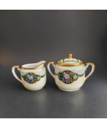 Noritake Morimura Covered Sugar and Creamer Set Hand Painted Floral Gold... - £17.77 GBP