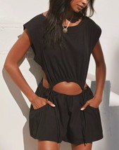 By Anthropologie The Last Light Cutout Romper 1-Piece Shorts, Size S Bla... - $1,102.65 MXN