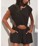 By Anthropologie The Last Light Cutout Romper 1-Piece Shorts, Size S Bla... - $1,104.78 MXN