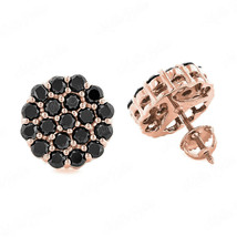 1.20Ct Round Cut Black Diamond Cluster Stud Earrings 14K Rose/White Gold Finish - £66.72 GBP