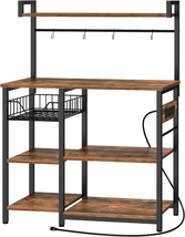 Bakers Rack with Power Outlet, 35.4 Inches Coffee Bar with Mesh Basket, ... - $116.88
