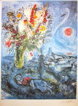 Marc Chagall La Dormeuse Aux Fleurs Ltd. Ed. Litho.Facsimile S/Pencil # Flowers - £40.15 GBP