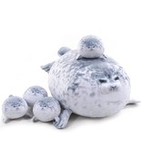 Chubby Blob Seal Pillow Cute Seal Plush With 4 Baby Plushies In Her Tumm... - $44.93