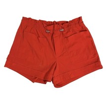 Athleta Trekkie Paper Bag Elastic Waist Hiking Athletic Shorts Orange Wo... - $17.10
