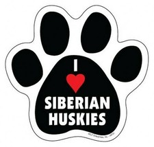 I Heart SIBERIAN HUSKIES DOG PAW PRINT Fridge Car Magnet 5&quot;x5&quot; Large FRE... - £4.70 GBP