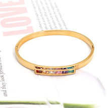 New Design Trendy Stainless Steel Colorful Zircon Crystals Bangles &amp; Bracelets F - £12.34 GBP