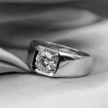 1Ct Künstlicher Diamant Herren Solitaire Ehering 92.5 Silber - £141.74 GBP