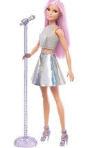 Barbie Pop Star Doll Dressed in Iridescent Skirt with Microphone and Pink Hair - £17.58 GBP