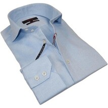 Men's Axxess Turkey Shirt 100% Egyptian Cotton High Collar 224-02 Blue Pique image 4